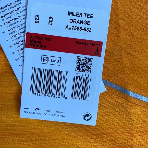 NWT Nike Dri-FIT Miler Men's Running T-Shirt Light Orange Size Large - Picture 6 of 6